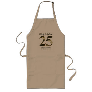 Metallic Gold 25th Wedding Anniversary Long Apron