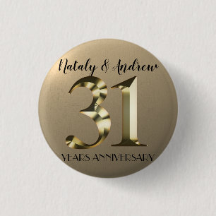 Metallic Gold 31th Wedding Anniversary 3 Cm Round Badge