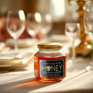 Metallic Gold 3D Framed Honey Label with Bee 2x3