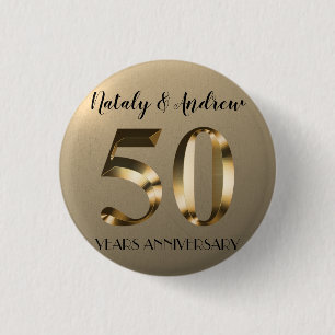 Metallic Gold 50th Wedding Anniversary 3 Cm Round Badge