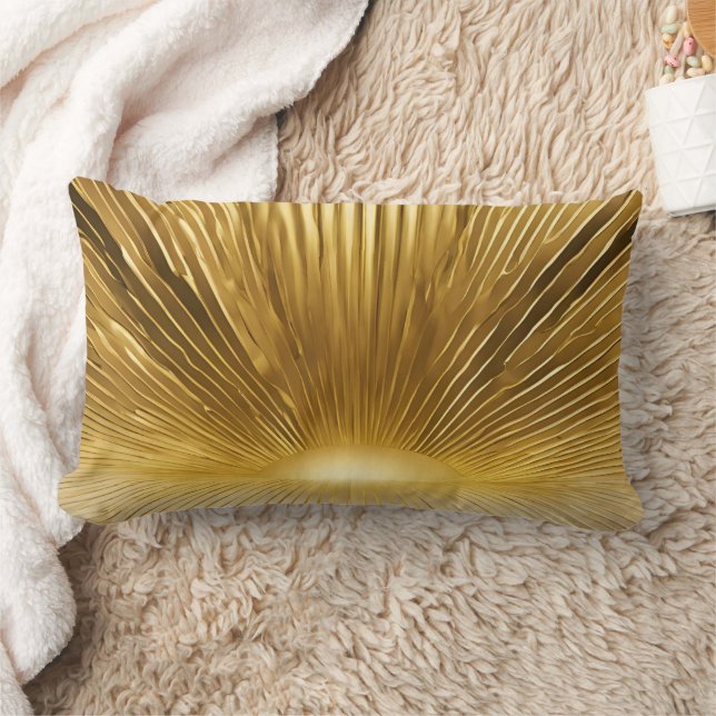 Metallic gold abstract lines patterns AI art  Lumbar Cushion (Blanket)