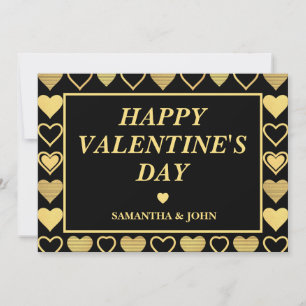 Metallic Gold Accent Hearts Valentine’s Card