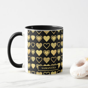 Metallic Gold Accent Hearts Valentine’s Mug