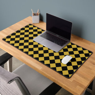 Metallic Gold and Black Chevron Pattern Desk Mat