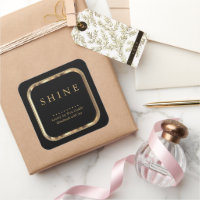 Metallic Gold and Black Labels Square