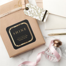 Metallic Gold and Black Labels Square