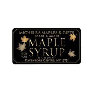 Metallic Gold and Black Maple Address Label