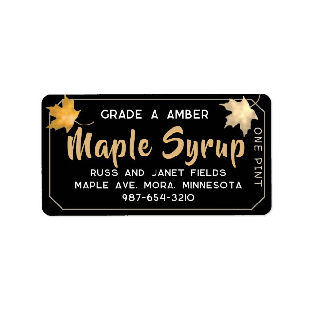 Metallic Gold and Black Maple Address Label (Front)