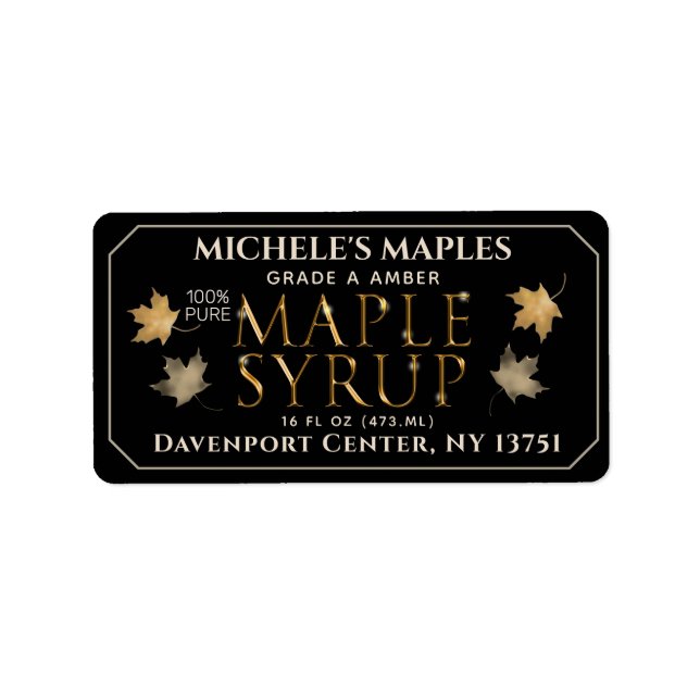 Metallic Gold and Black Maple Address Label (Front)