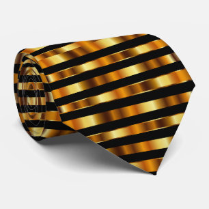 Metallic Gold and Black Stripes Tie