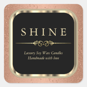 Metallic Gold and Orange Labels Square