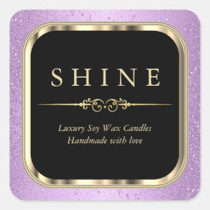 Metallic Gold and Purple Labels Square
