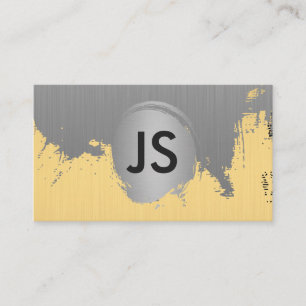 Metallic Gold and Silver Brushed / Monogram Business Card