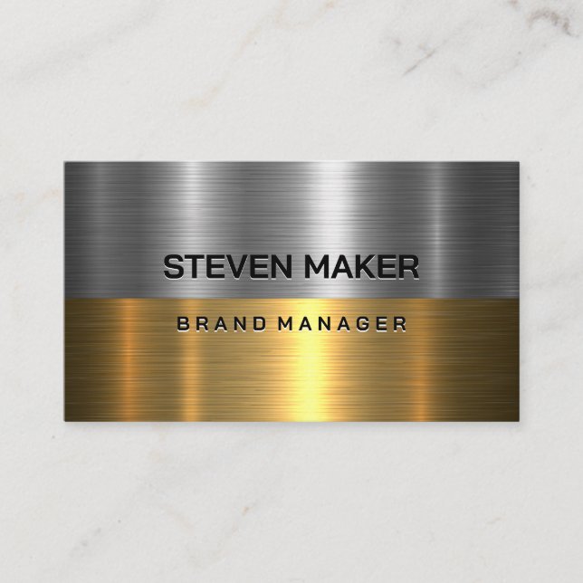 Metallic | Gold and Steel Business Card (Front)