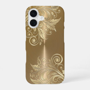 Metallic Gold background floral accent iPhone 16 Case