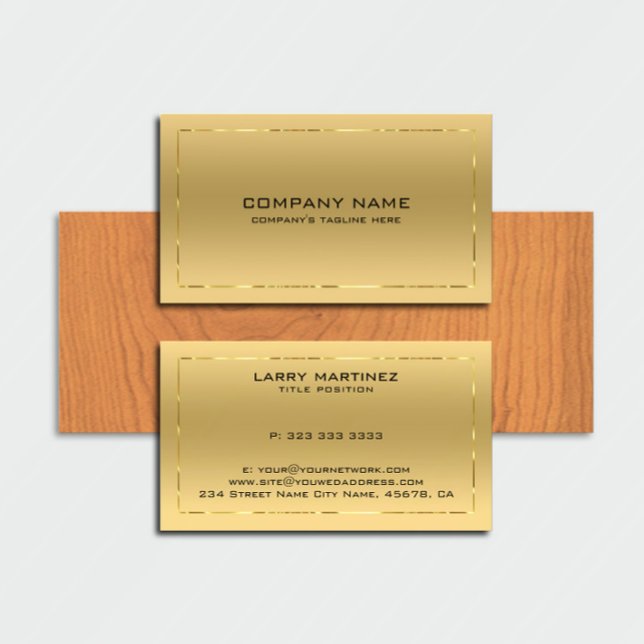 Metallic Gold Background Shiny Border Business Card (Creator Uploaded)