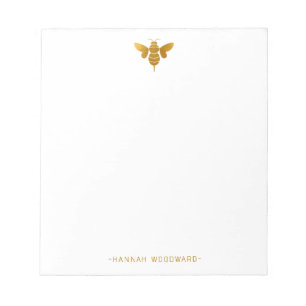 Metallic Gold Bee Personalised  Notepad