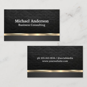 Metallic Gold Black Carbon Fibre Brick Business Card