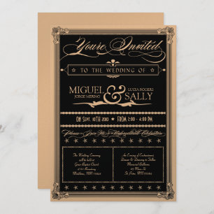 Metallic Gold & Black DIY Wedding Invitation
