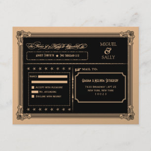 Metallic Gold & Black DIY Wedding RSVP