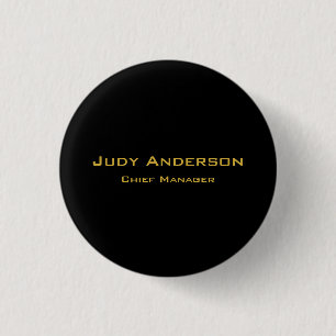 Metallic Gold & Black Professional Modern Elegant 3 Cm Round Badge