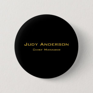 Metallic Gold & Black Professional Modern Elegant 6 Cm Round Badge