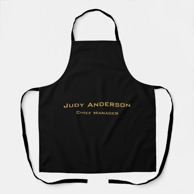 Metallic Gold & Black Professional Modern Elegant Apron (Front)