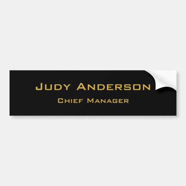 Metallic Gold & Black Professional Modern Elegant Bumper Sticker (Front)