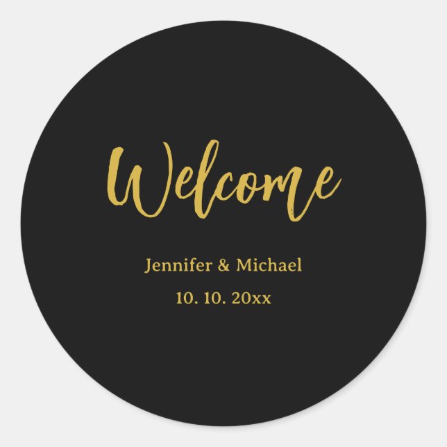 Metallic Gold & Black Professional Modern Elegant Classic Round Sticker (Front)