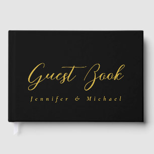 Metallic Gold & Black Professional Modern Elegant Guest Book