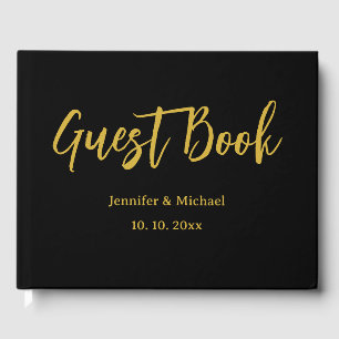 Metallic Gold & Black Professional Modern Elegant Guest Book