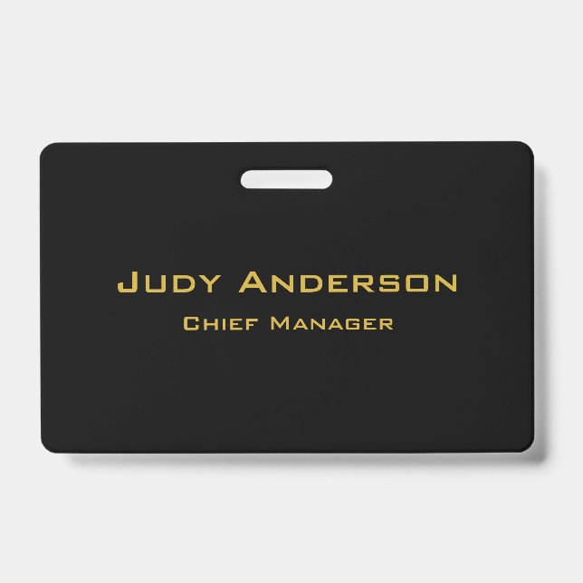 Metallic Gold & Black Professional Modern Elegant ID Badge (Front)
