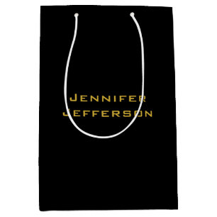 Metallic Gold & Black Professional Modern Elegant Medium Gift Bag