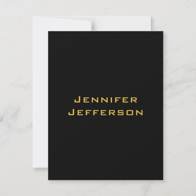 Metallic Gold & Black Professional Modern Elegant RSVP Card (Front)