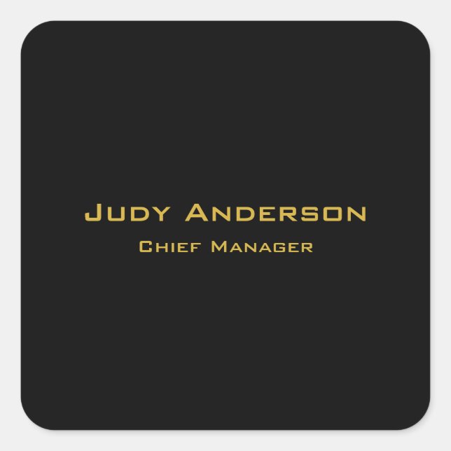 Metallic Gold & Black Professional Modern Elegant Square Sticker (Front)