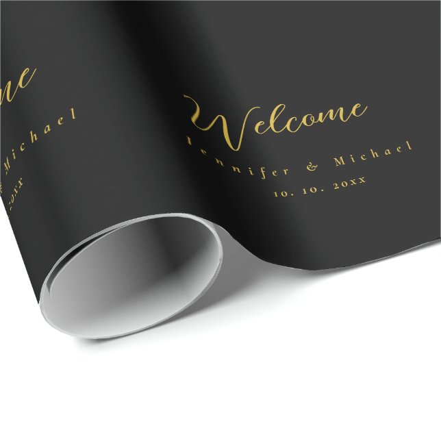 Metallic Gold & Black Professional Modern Elegant Wrapping Paper (Roll Corner)