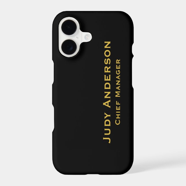 Metallic Gold & Black Professional Modern Name Pro (Back)