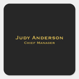 Metallic Gold & Black Professional Modern Name Pro Square Sticker