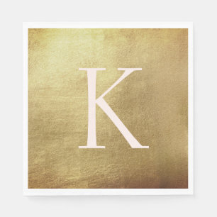 Metallic Gold & Blush Monogram Luncheon Napkins