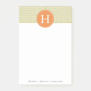 Metallic Gold Chevron Monogram2 Post-it Notes