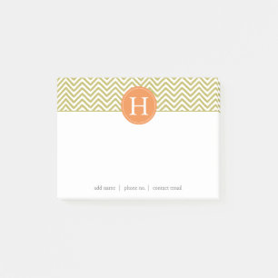 Metallic Gold Chevron Monogram Post-it Notes