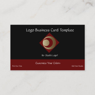 Metallic Gold Circles Logo - Planet Crescent Moon Business Card