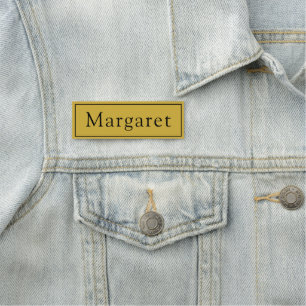 Metallic Gold Classic Name Tag With Custom Name