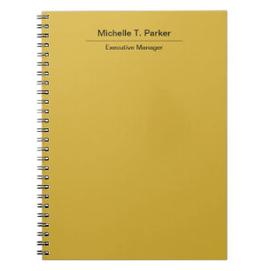 Metallic gold colour elegant plain minimalist name notebook