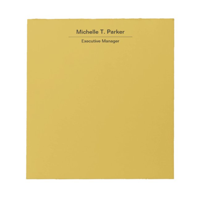 Metallic gold colour elegant plain minimalist name notepad (Front)