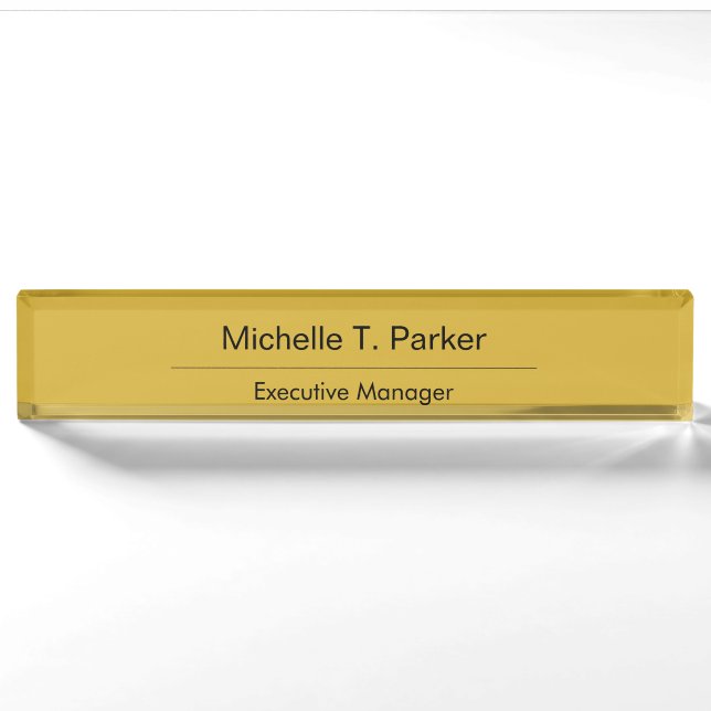 Metallic gold colour elegant plain minimalist nameplate (Front)