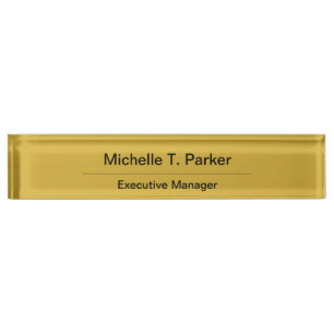 Metallic gold colour elegant plain minimalist nameplate
