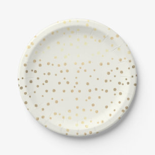 Metallic gold confetti paper plate 7"