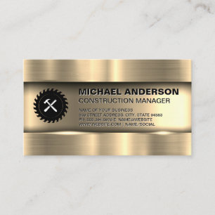 Metallic Gold   Construction Logo Business Card