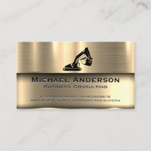 Metallic Gold Construction Vehicle Business Card